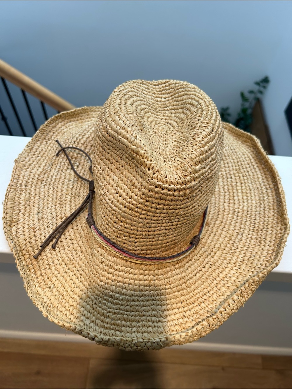 American Eagle Outfitters Natural Straw Sun Hat with Brown Tie